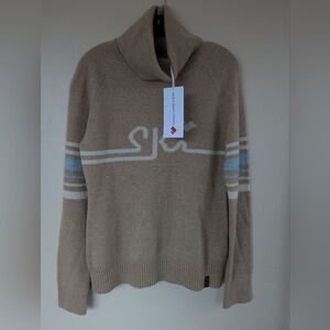 NWT! Obermeyer Apres Vous Turtleneck, Cortado/Tan, White, & Blue (SIZE MEDIUM)